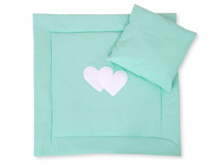 Pościel 2-cz 75x75cm NEWBORN SQUARE- Serduszka miętowe