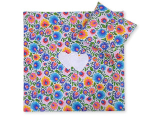 Pościel 2-cz 75x75cm NEWBORN SQUARE- Serduszka folk biały