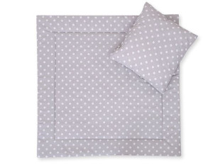 Pościel 2-cz 75x75cm NEWBORN SQUARE-Białe grochy na szarym