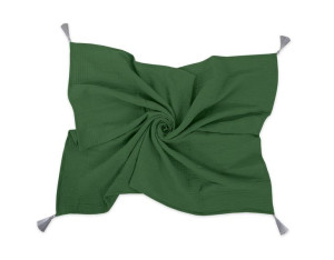 Kocyk z chwostami MUŚLIN pojedynczy - kocyk 75x100 cm – zieleń lasu