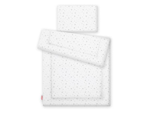 Komplet 2-częściowy z wypełnieniem - mini gwiazdki szare na białym tle