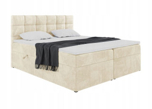 Łóżko małżeńskie typu boxspring 160x200 beżowe