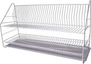 METPOL - Suszarka do naczyń - 2-poziomowa z tacką - biała - 73,5 cm