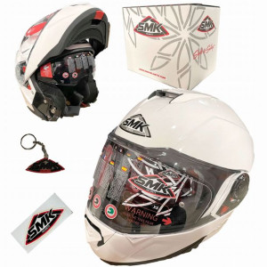 Biały kask szczękowy Blenda Pinlock SMK Glide M