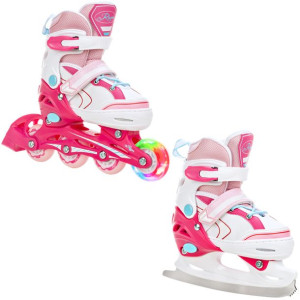 Rolki Łyżwy 2w1 RAVEN Lia Pink 34-37 Kółko LED