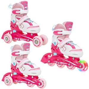 Rolki Wrotki 3w1 RAVEN Lia Pink 27-30 Kółko LED