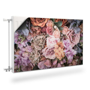 Mata MAGNETYCZNA Na Kaloryfer Bukiet Kwiatów Styl Retro 90cm x 60cm