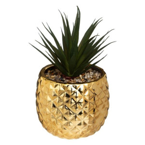 Sztuczny kwiat w doniczce Ananas złoty