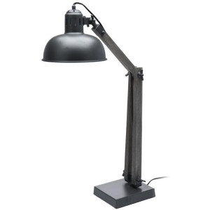 Lampa stołowa z drewna i szarego metalu