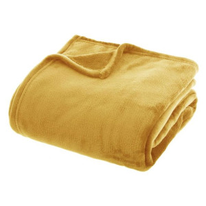 Koc pluszowy Flanel 180x230 cm żółty