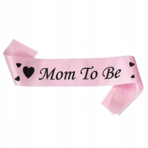 Szarfa Baby Shower różowa Mom to be dziewczynka