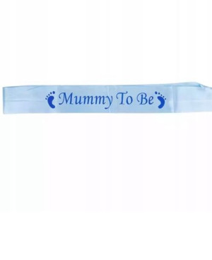 Szarfa na Baby shower Mummy to be chłopiec niebies