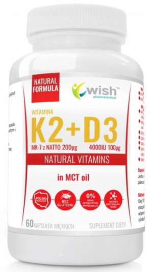WISH Witamina K2 200 + D3 4000 MCT SoftGel 60kap