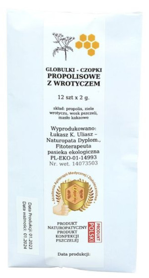 Czopki Globulki Propolisowe z Wrotyczem 12szt