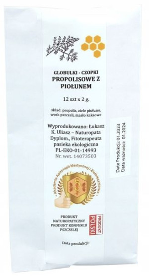 Czopki Globulki Propolisowe z Piołunem 12sztuk