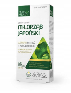 Medica Herbs Miłorząb Japoński Ginkgo Biloba 60kap