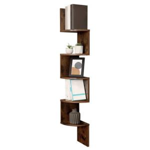 Półka na książki narożna brązowa LOFT 127 cm