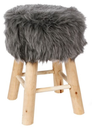 Taboret z futrzanym obiciem Oslo Grey