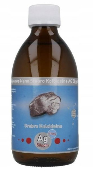 Nano SREBRO KOLOIDALNE niejonowe STRONG 50ppm 300m