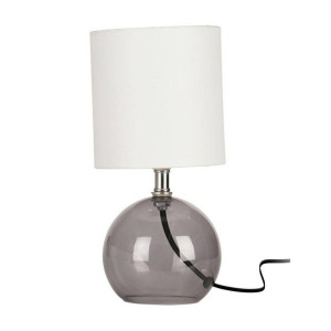 Lampa stojąca biała ze szklaną podstawą