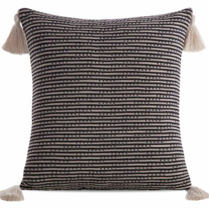Poszewka BOHO 45cm x 45cm czarna frędzle