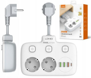 Listwa zasilająca 2 gniazda 3x USB USB-C Biała