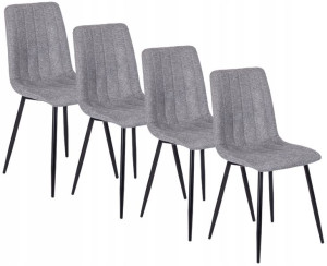 Zestaw 4x Krzesło LARA Szare Tapicerowane Loft