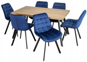 Zestaw 6x Krzesła Welurowe + Stół Rozkładany Loft