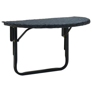 Stolik balkonowy, 60x60x32 cm, czarny, rattan PE