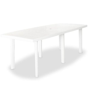 Stół ogrodowy, biały, 210 x 96 x 72 cm, plastikowy