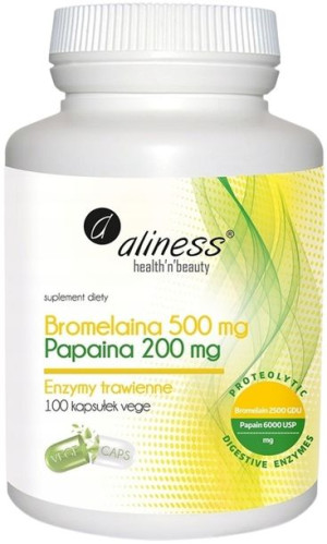 Aliness Bromelaina Papaina Enzymy Trawienne 100kap