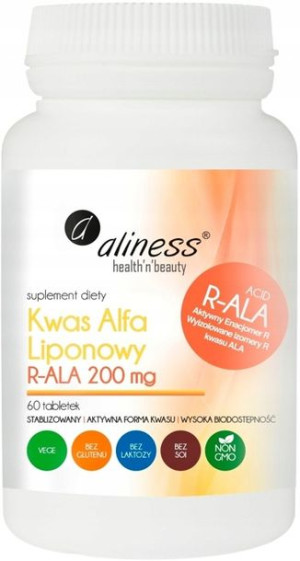 Aliness Kwas Alfa Liponowy R-ALA 200mg 60 tabs.