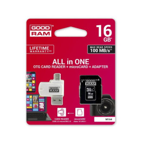 GoodRam karta pamięci 16GB microSDHC kl. 10 UHS-I + adapter + czytnik kart