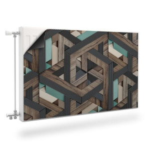 Mata MAGNETYCZNA Na Kaloryfer Abstrakcja Imitacja Drewna 120cm x 60cm