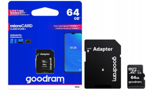 Karta MicroSD GOODRAM 64GB C10 UHS Adapter 100MB/s