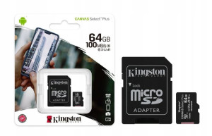 Karta Pamięci Canvas MicroSD KINGSTON 64GB 100MB/s