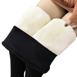 Legginsy Z Futerkiem Czarne Z Białym Futerkiem Xl