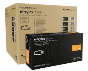 Czarne Rękawice Nitrylowe Bezpudrowe 100szt Xs X10