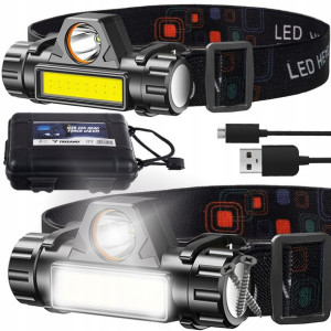 Latarka Czołowa Lampka Czołówka 4w1 USB +Magnes