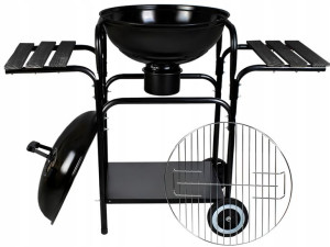 Grill Ogrodowy Węglowy Na Kółkach 3półki + Pokrywa