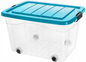 Pojemnik Plastikowy Pudełko Koszyk Z Kółkami 60L