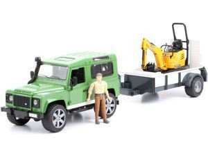 BRUDER 02593 LAND ROVER Z PRZYCZEPĄ i mini koparką