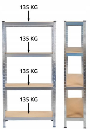 Regał Magazynowy Metalowy Ocynk MDF 150x75x30cm