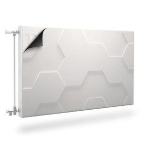 Mata MAGNETYCZNA Na Grzejnik Białe Heksagony Abstrakcja 3D 90cm x 60cm