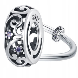 CHARMS WZOREK KWIATY srebro S925 koralik beads