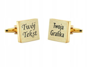 Spinki do mankietów Twój tekst logo grawer pudełko