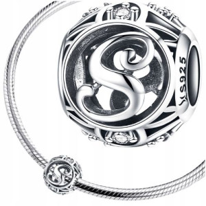 CHARMS LITERKA S srebro S925 koralik beads AŻUR