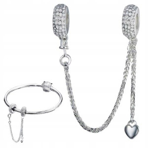 Charms Łańcuszek Zabezpieczenie S925 Cyrkonie