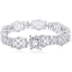 Bransoletka S925 ELEGANCKA cyrkonie MOZAIKA wzór