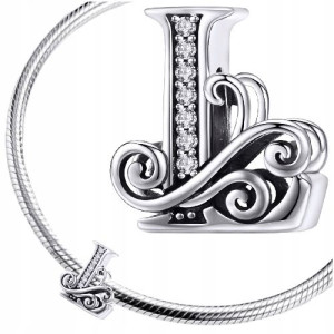 CHARMS beads LITERKA L koralik S925 zawieszka